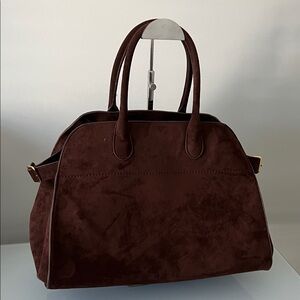 Elegant Brown Suede Handbag the row Margaux inspired